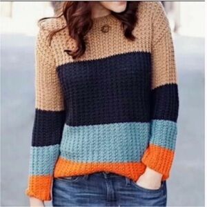 Anthropologie Sparrow Olaf Color-block Knit Wool Blend Sweater Size Small